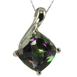 Gems For You Sterling Silver Cushion cut Mystic Topaz Necklace 