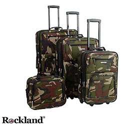 Rockland Deluxe Camouflage 4 piece Luggage Set  