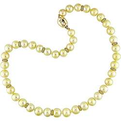 14k Gold South Sea Pearl Sapphire and 1/5ct TDW Diamond Necklace (10 