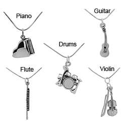 Sterling Silver Musical Instrument Necklace  