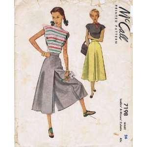 McCall 7198 Sewing Pattern Womens Culottes Waist 26 Arts 