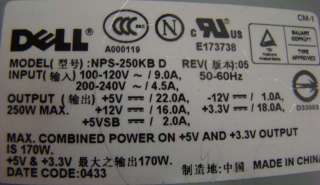 DELL OPTIPLEX GX270 250W POWER SUPPLY NPS 250KB 2678 PS  