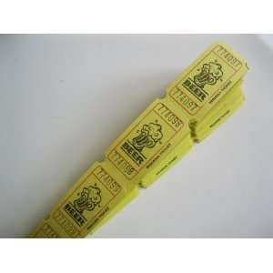   100 Yellow BEER Consectively Numbered Raffle Tickets 