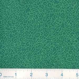  45 Wide Cherry Blossom Festival Curls Green Fabric By 