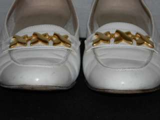   Salvatore Ferragamo White Leather Loafers Flats Shoes Sz 8 2A  