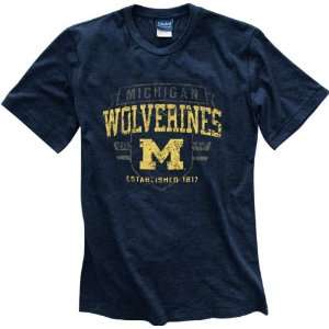  Michigan Wolverines Navy Router Heathered Tee Sports 
