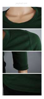 Women Basic Crewneck Elastic Long sleeve Stretch TSHIRT(BB_066TOP 