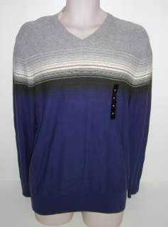   REPUBLIC Mens Blue Striped V Neck Sweater Size M & L NWT  