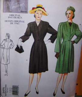 Vogue 2475 Vintage 1945 Misses Coat Pattern  