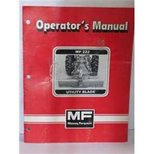  MF 222 utility blade, operators manual Massey Ferguson 