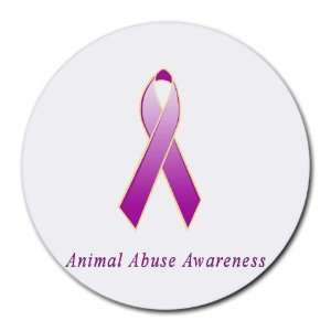 Animal Abuse Awareness Ribbon Round Mouse Pad