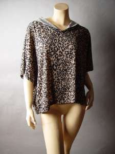 ANIMAL Leopard Print Casual Lounge Hoodie Loose Fit Sweater Knit Top 