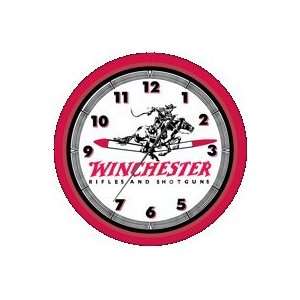 Winchester Cowboy Neon Wall Clock 20 Made In USA Spun Aluminum Powder 