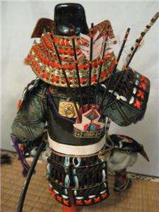 Pair of Antique Japanese Sitting Samurai Warrior Dolls  
