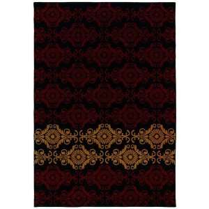  Home Fashions Design Charbel Black and Red Pattern Contemporary Rug 