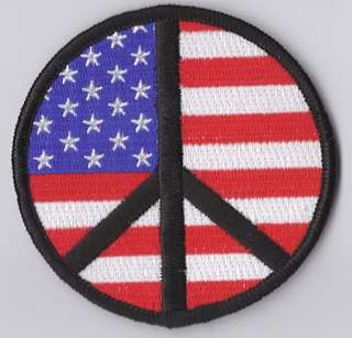 USA PEACE SIGN PATCH AMERICAN BIKER VEST FLAG P640  
