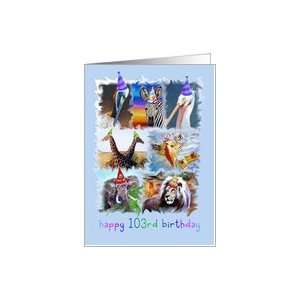  Colorful 103rd Birthday Zoo Animals Card Toys & Games