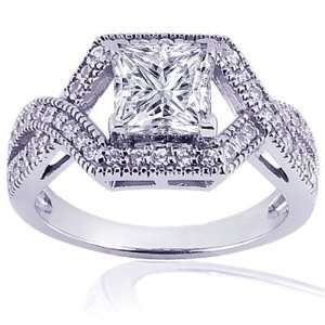  0.90 Ct Princess Cut Intertwined Diamond Engagement Ring W 