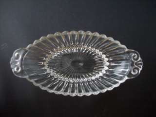 Clear Glass RELISH BOWL Scalloped Edge Ribbed VINTAGE  