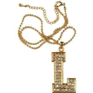  1 7/8 Austrian Crystal Initial Necklace On 16 Ball Chain 