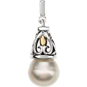 Baroque Pearl Pendant Sterling Silver & 14K Yellow Gold