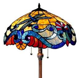  Style Stained Glass Contemporary Floor Lamp New Yellow Red Blue  