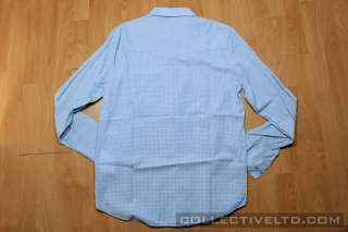 Mens WeSC Checkered L/S Button Up Shirt WHITE BLUE Medium M  