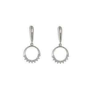   Circle & Cubic Zirconia Earrings (3mm X 11mm X 24mm (Long)) Jewelry