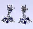 Antique Gold Sapphire Fly Drop Earrings NR  
