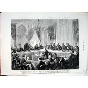 Brussels Conference On Usages Of War Old Print 1874