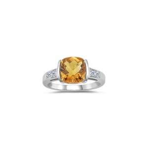  0.08 Cts Diamond & 1.59 Cts Citrine Womens Ring in 14K 