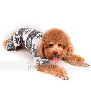 pet dog doggie puppy warm soft apparel snowflake deer hoodie jumpsuit 