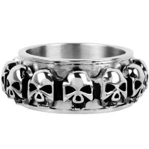  Size 13   Inox Jewelry 316L Stainless Steel Skull Spin 