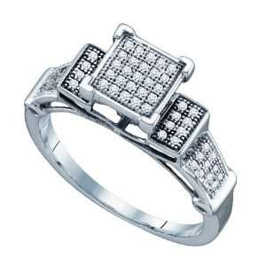 10KWG Micro Pave Diamond Ring With Centerpiece Side Platforms And Band 
