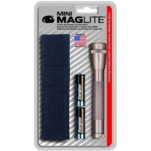  Mini Mag Blue Flashlight Holster Kit 2 AA Cells