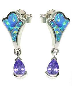 Sterling Silver Opal Royal Purple Earrings  