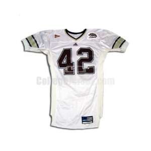 White No. 42 Game Used Western Michigan Adidas Football Jersey (SIZE 