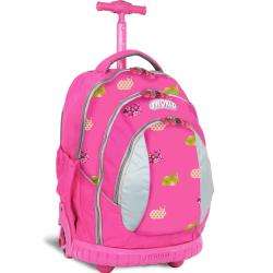 World Pink Rabbit 17 inch Kids Ergonomic Rolling Backpack 