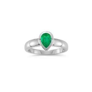  0.64 Cts of 8x5 mm AAA Pear Emerald Solitaire Ring in 