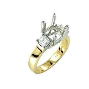  0.58 Ct 3 Stone Style Diamond Engagement Ring Setting 18k 