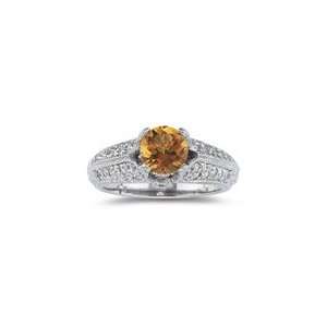  0.54 Ct Diamond & 0.85 Cts Citrine Ring in 18K White Gold 