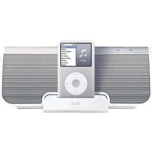  White Stereo Speakers With iPod® Dock  Players 