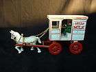 Vintage Fresh Milk Cast Iron Wagon with Horse and Milk Man 12 x 5 3/4 