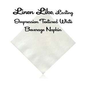 Linen Like Texture 5x5 White Beverage Napkin   Custom Designed  