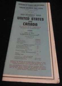1950 Vintage Road Map UNITED STATES CANADA  