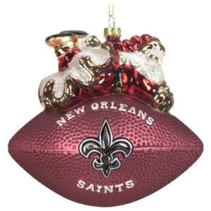 New Orleans Saints 5.5 Christmas Glass Ornament Peggy Abrams   NFL 