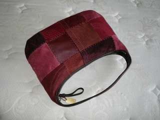 COACH Ergo RED BURGUNDY Pierced Patchwork Leather Suede Hobo Bag Purse 