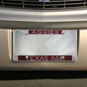  NCAA Texas A&M Aggies Maroon Bling Chrome License Plate 