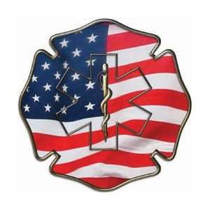 American Flag Fire/EMS Decal   24 h   REFLECTIVE 