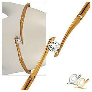  24k Gold GF CZ Simulated Diamond Bangle Bracelet 8 New Jewelry